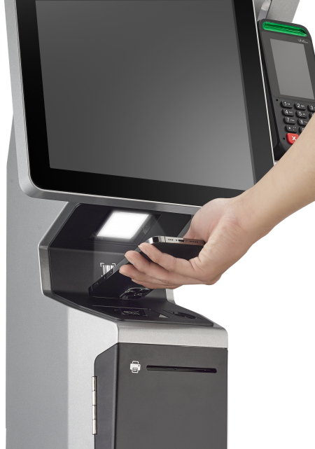 paiement sans contact avec le scanner TYSSO Kiosk